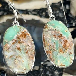Yellow Green Chrysoprase Earrings 2”